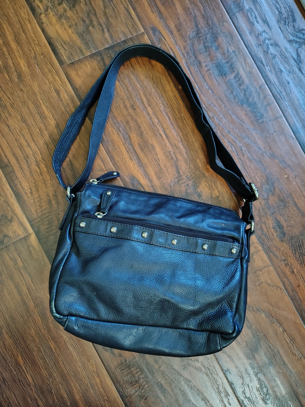 Vintage 90s Great American Black leather And Studs crossbody purse